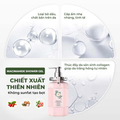 Sữa tắm dưỡng trắng da Weilaiya Hoa trà Niacinamide – Làm sạch & dưỡng sáng da tự nhiên