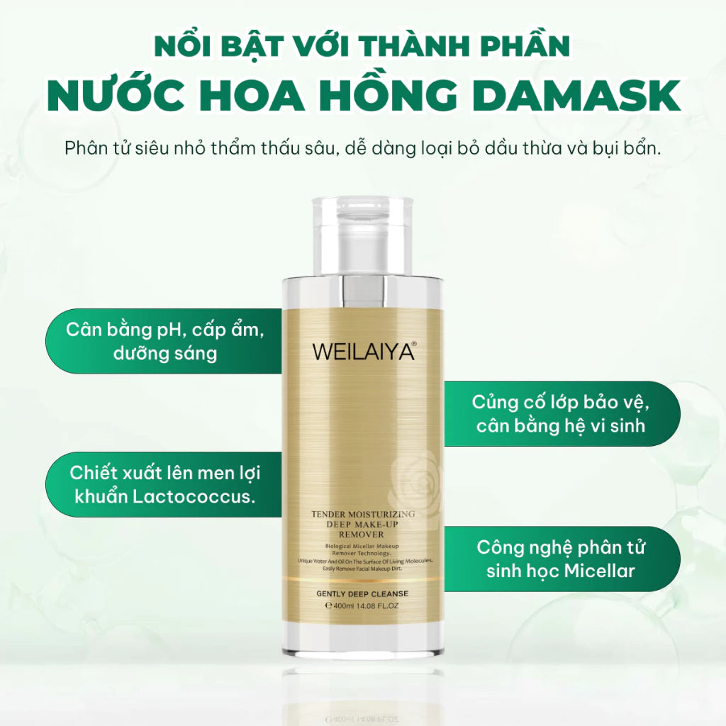 Nước tẩy trang dưỡng ẩm Weilaiya – Làm sạch sâu & phục hồi độ ẩm tự nhiên cho da
