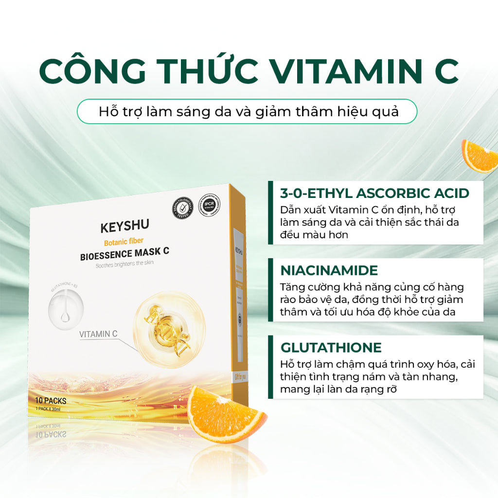 Mặt nạ Keyshu Vitamin C – Cấp ẩm & dưỡng trắng tự nhiên, phục hồi làn da rạng rỡ
