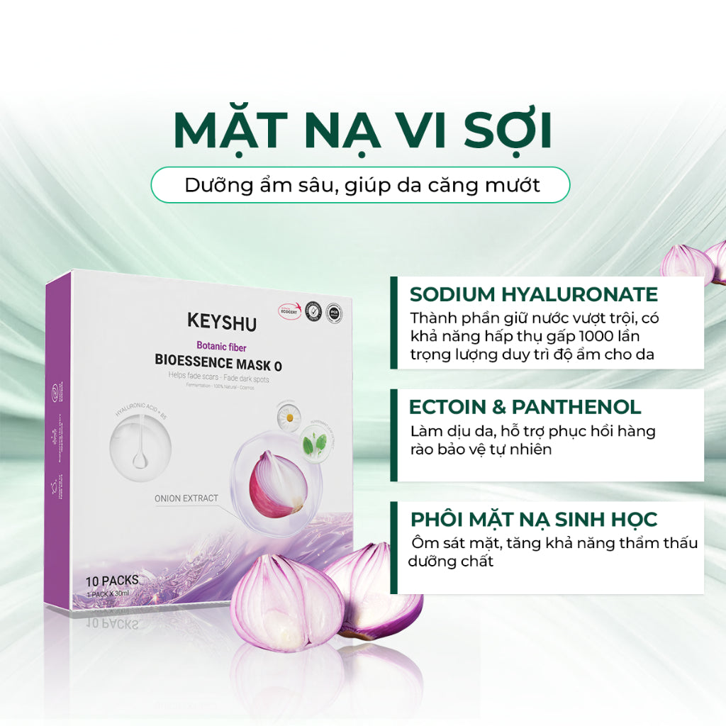 Mặt nạ Keyshu sợi xơ Hành Tím – Giúp giảm sẹo, mờ thâm & dưỡng ẩm chuyên sâu