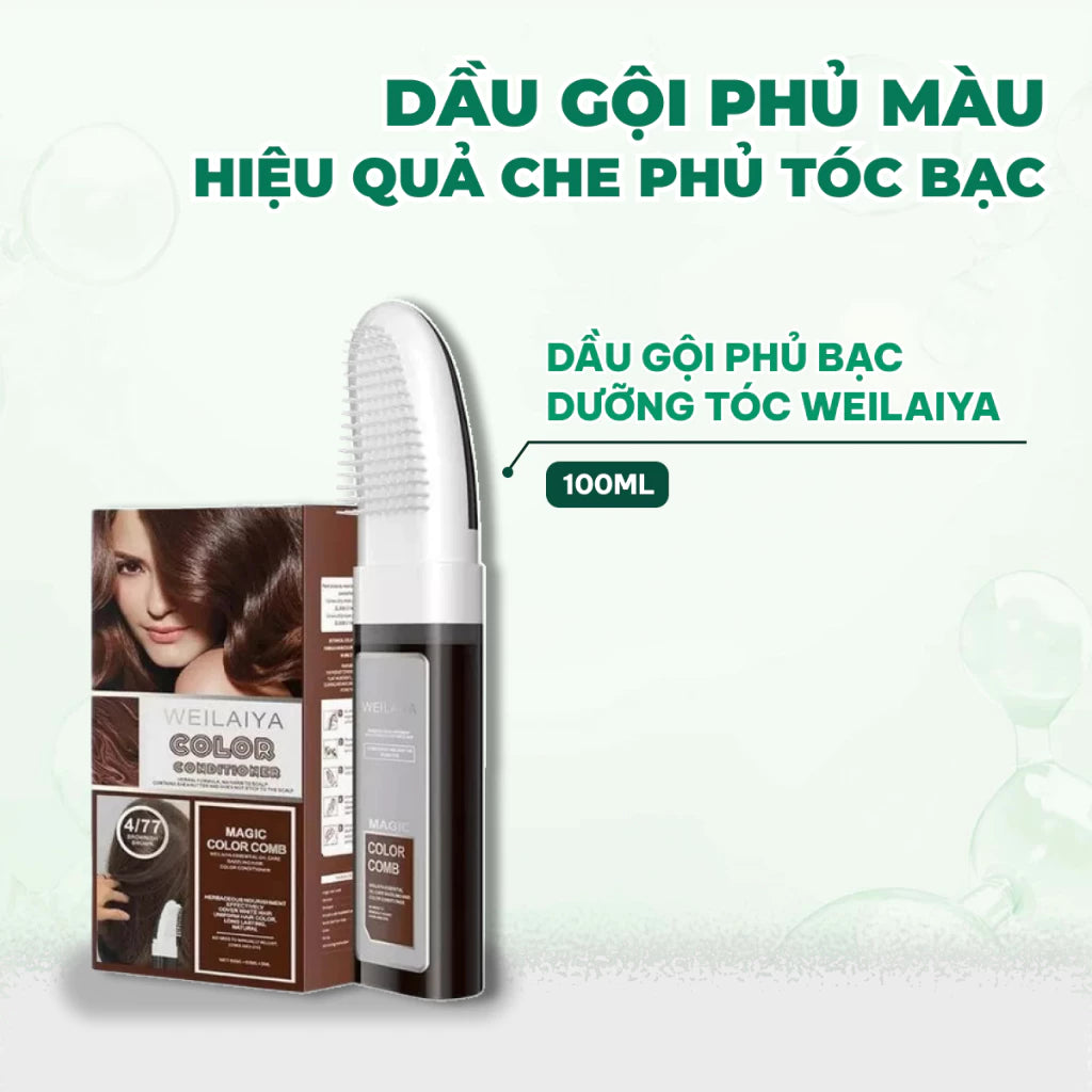 Dầu gội phủ bạc Weilaiya Nâu – Che phủ tóc bạc tự nhiên & dưỡng tóc mềm mượt