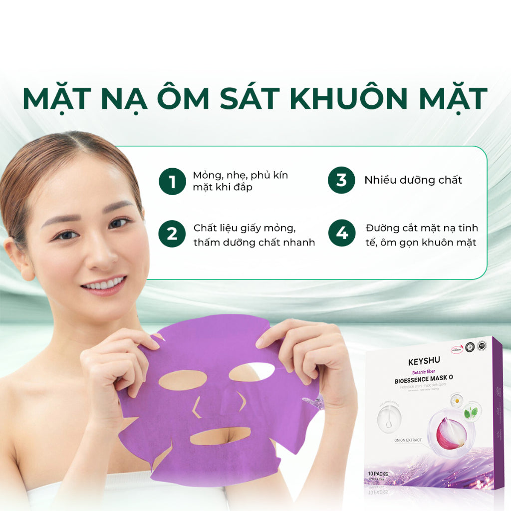 Mặt nạ Keyshu sợi xơ Hành Tím – Giúp giảm sẹo, mờ thâm & dưỡng ẩm chuyên sâu