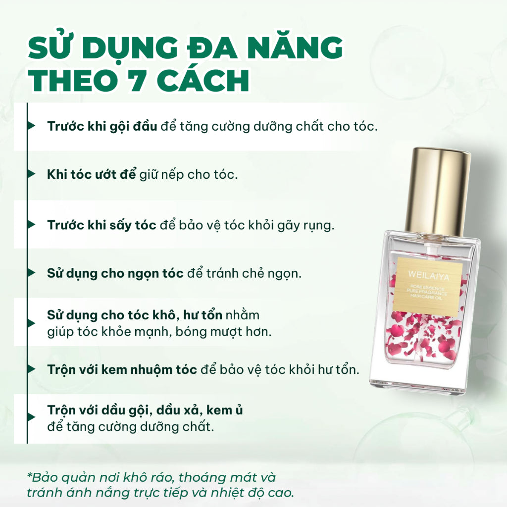 Dầu dưỡng tóc Weilaiya Hoa hồng – Dưỡng bóng & phục hồi tóc khô xơ, hư tổn