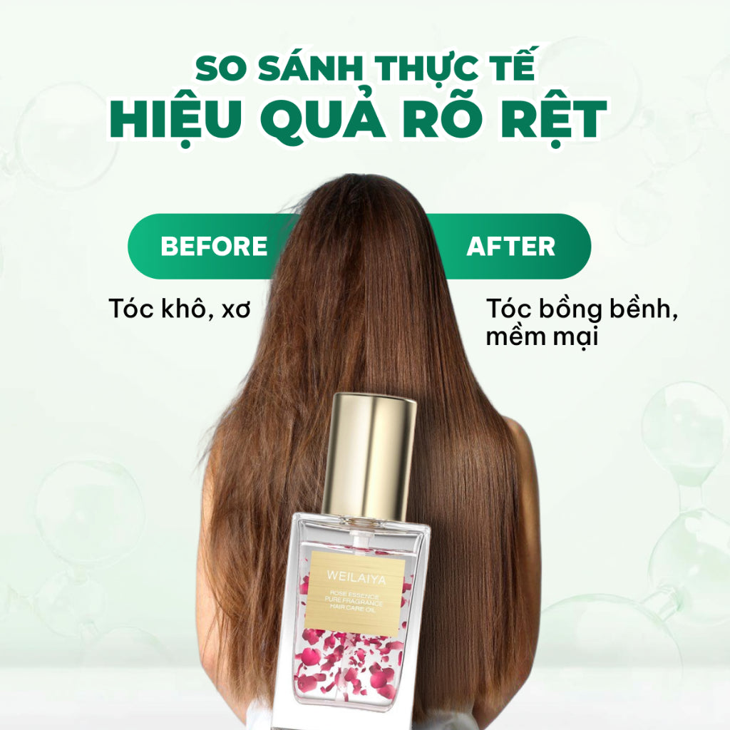 Dầu dưỡng tóc Weilaiya Hoa hồng – Dưỡng bóng & phục hồi tóc khô xơ, hư tổn