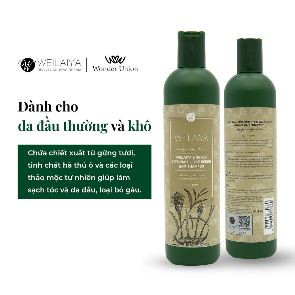 Dầu gội Weilaiya Gừng Hà Thủ Ô – Dưỡng đen & kích thích mọc tóc