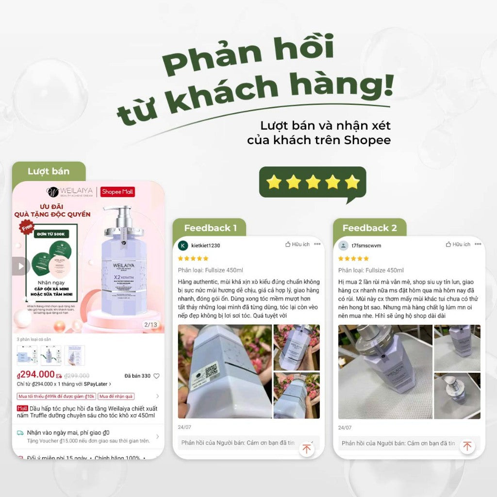 Dầu hấp tóc phục hồi đa tầng Weilaiya – Phục hồi chuyên sâu & nuôi dưỡng tóc hư tổn