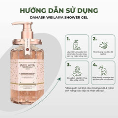 Sữa tắm dưỡng trắng da Weilaiya Hoa hồng Damask – Làm sạch & dưỡng sáng da toàn thân