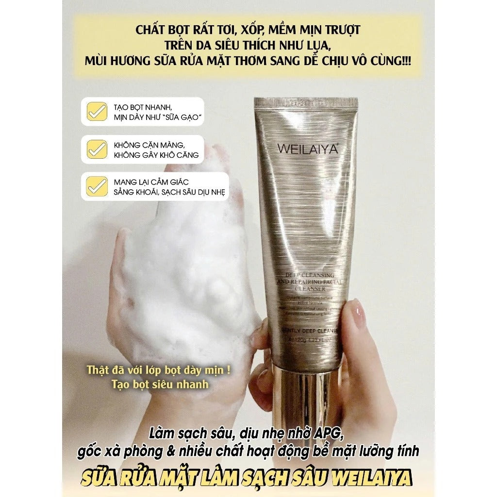 Sữa rửa mặt Weilaiya Deep Cleansing & Repairing – Làm sạch sâu & phục hồi da khỏe mịn