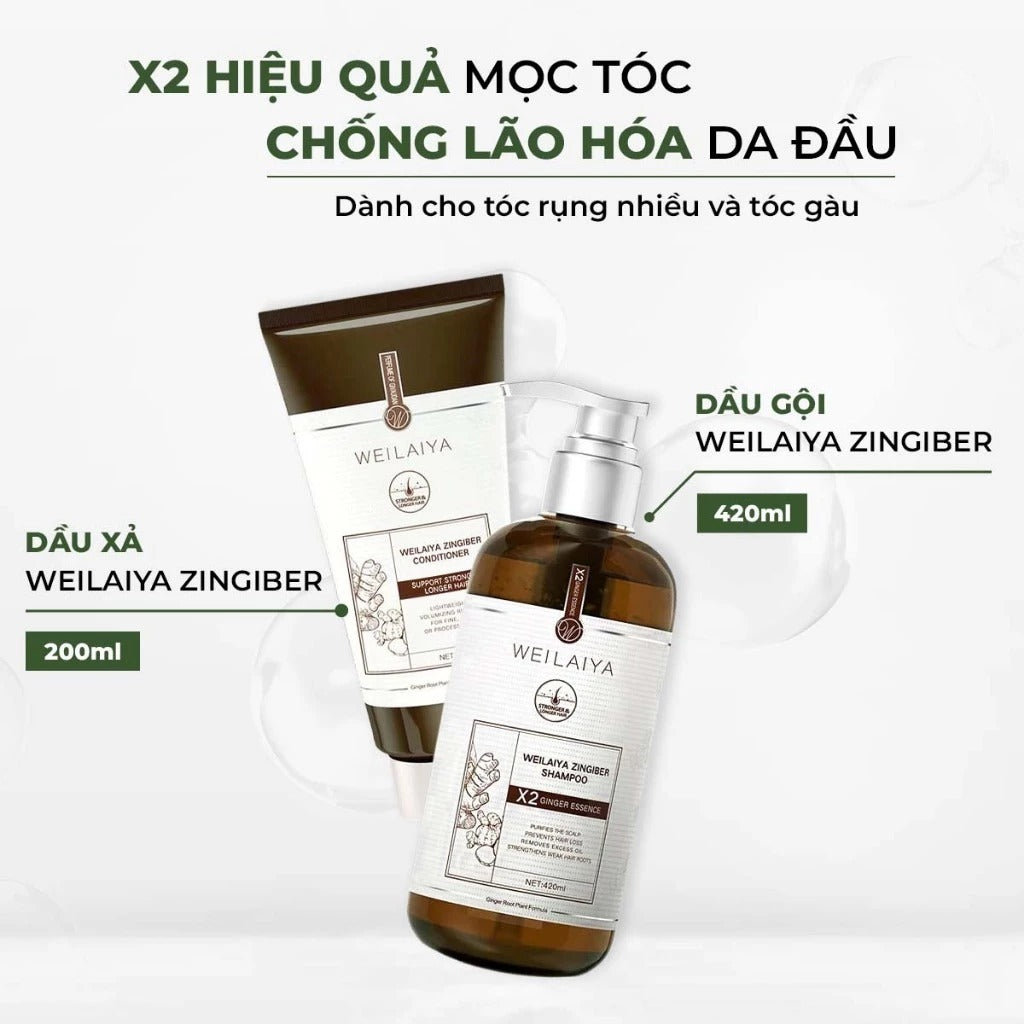 Dầu gội Weilaiya Gừng Hà Thủ Ô Luxury – Làm sạch dịu nhẹ, kích thích mọc tóc & chống lão hoá da đầu