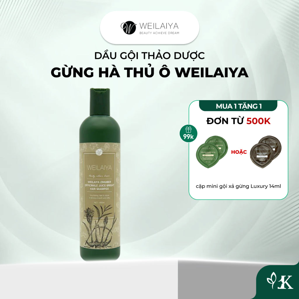 Dầu gội Weilaiya Gừng Hà Thủ Ô – Dưỡng đen & kích thích mọc tóc